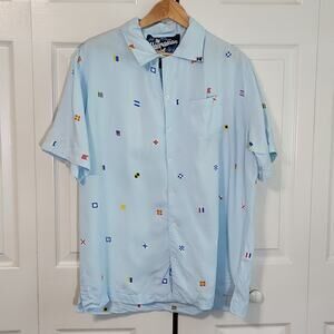 Rowdy Gentleman The Hawaiian Shirt Men's Light Blue Button Front Camp Shirt XL